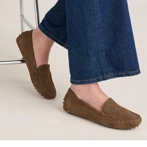 Quince 100% Suede Driver Loafer Shoes Flats Slip On Medium Brown Like New size 8